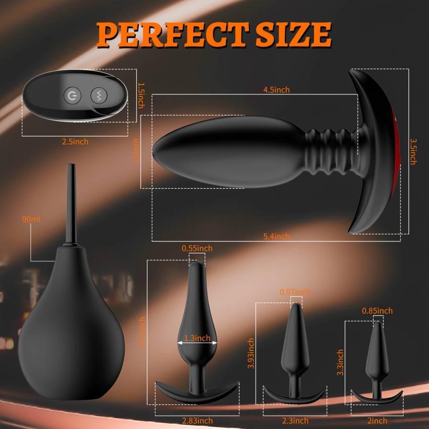 5PCS Vibrating Butt Plug Set Anal Plug Training Kit, Prostate Massager Anal Vibrator With 10 Vibration Modes, Remote Control Anal Dildo Toy Male Adult Sex Toys For Men Women Or Couple Pleasure - Image 3