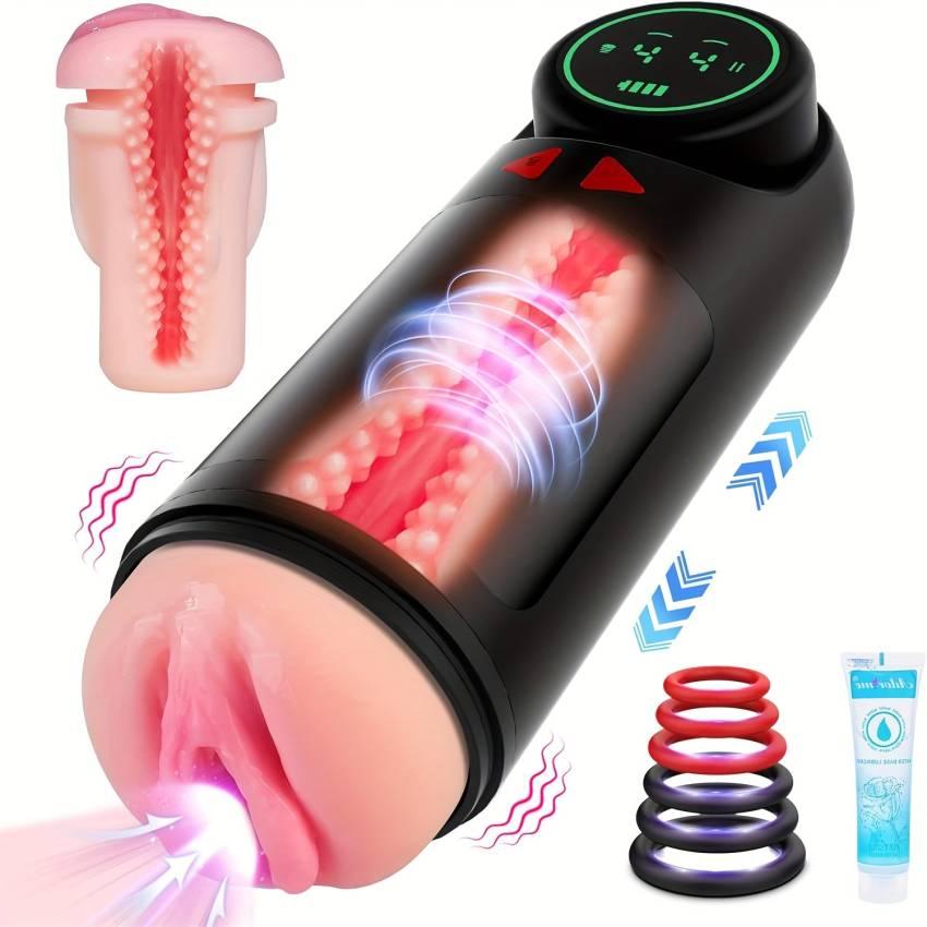 1pc Sex Toys Automatic Male Masturbator - Adult Toys Penis Pump With 4 Sucking & Vibrating & Thrusting Modes, Sex Toys For Men Pocket Pussy Male Stroker For Penis Stimulation, Male Sex Toys LED Display