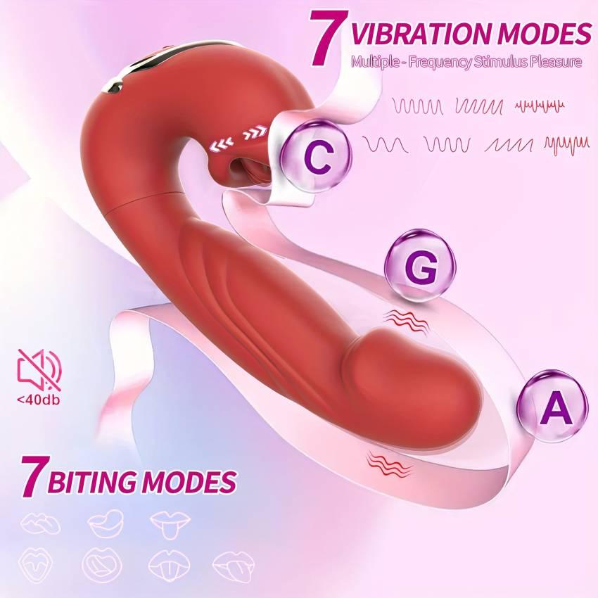 Ultra-Realistic G-Spot Thruster - 7 Thrusting, 7 Vibrating, Lips Biting, Tongue Licking Modes, Anal Clitoral Nipple Stimulation, ABS+Silicone Material, Magnetic Charging, Low Noise, Realistic Dildo for Women - Image 11