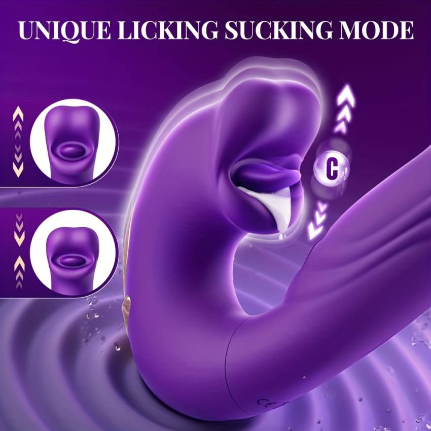 1pc Sensual Delight Tongue Vibrator - 7 Modes of Thrusting, Vibrating, and Licking for G Spot and Clitoral Stimulation - Ergonomic Design for Comfortable Use and Easy Cleaning - Image 5