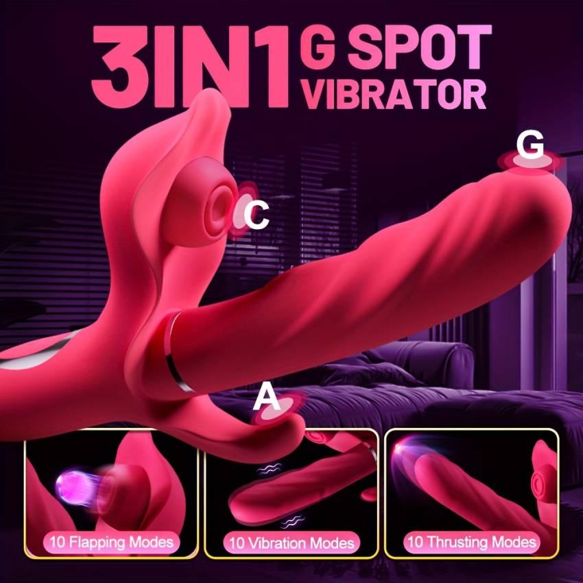 1pc 3 in 1 Female Vibrator Masturbator, Cannibal Flower Powerful Vibrator, 10 Frequency Vibration, Sucking Retractable, Female Erotic Toys, Sex Toys for Couples, Female Solo Masturbation, G Spot Vibrator Female - Image 2