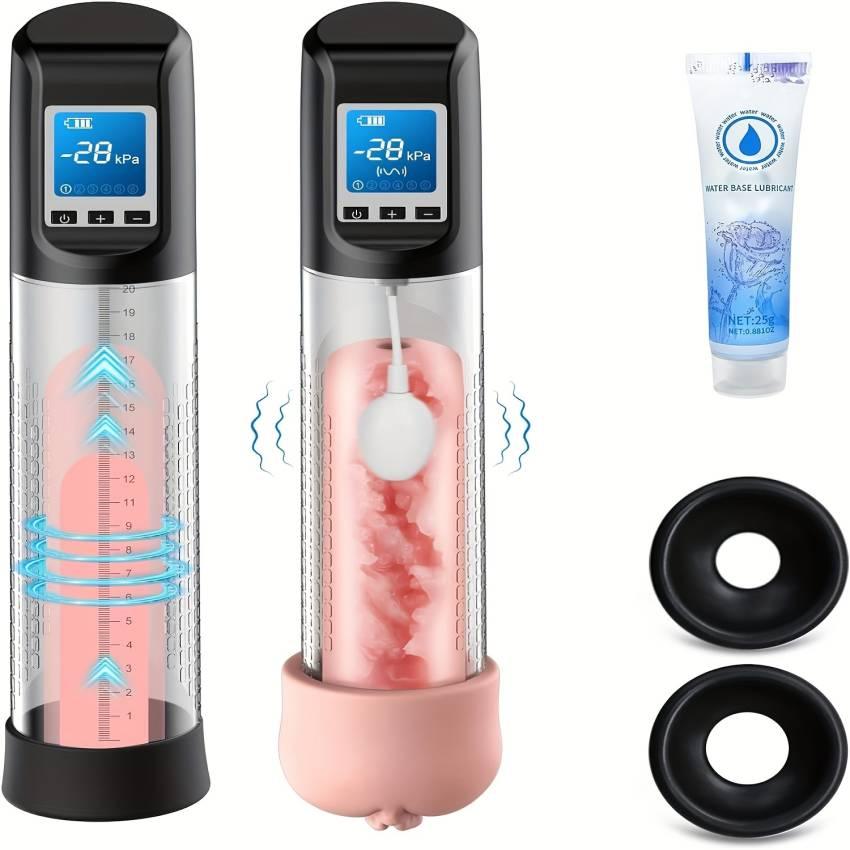 1pc Rechargeable Male Vacuum Pump Set LED Screen Vibrating Penis Pump - 6 Suction & 9 Vibration Intensities with Pocket Pussy, Safe and Effective Male Enhancement Growth Solution