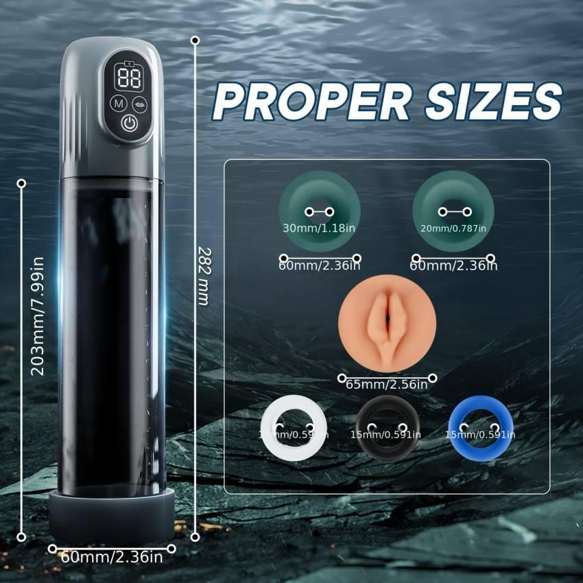 Electric Penis Pump, Automatic Male Masturbator with Mini Pocket Pussy and 3 Penis Ring, Adult Sex Toys for Men, Air Water with 4 Training Pressure and 5 Suction Modes - Image 4