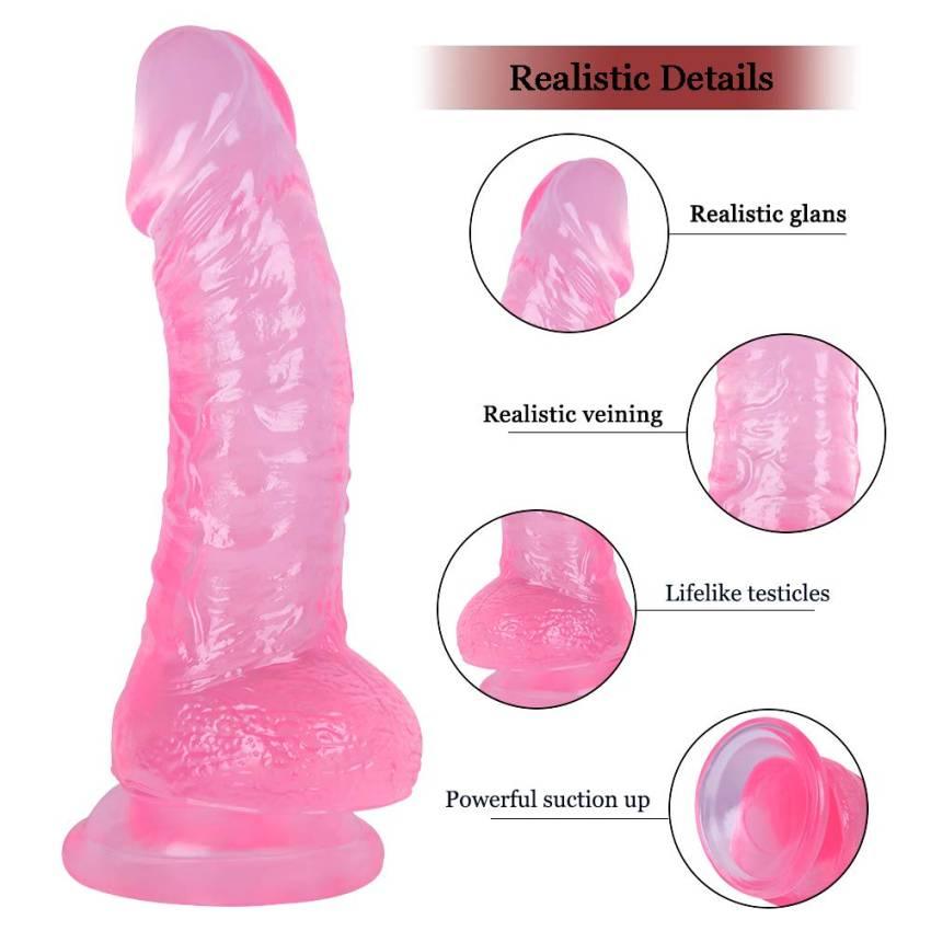 7.8 Inch Sex Toys Dildo Realistic Silicone Dildo, Realistic Penis for Clitoral Vagina and Anal Stimulation with Strong Suction Cups, Adult Sex Toys for Women and Couple (Pink) - Image 4