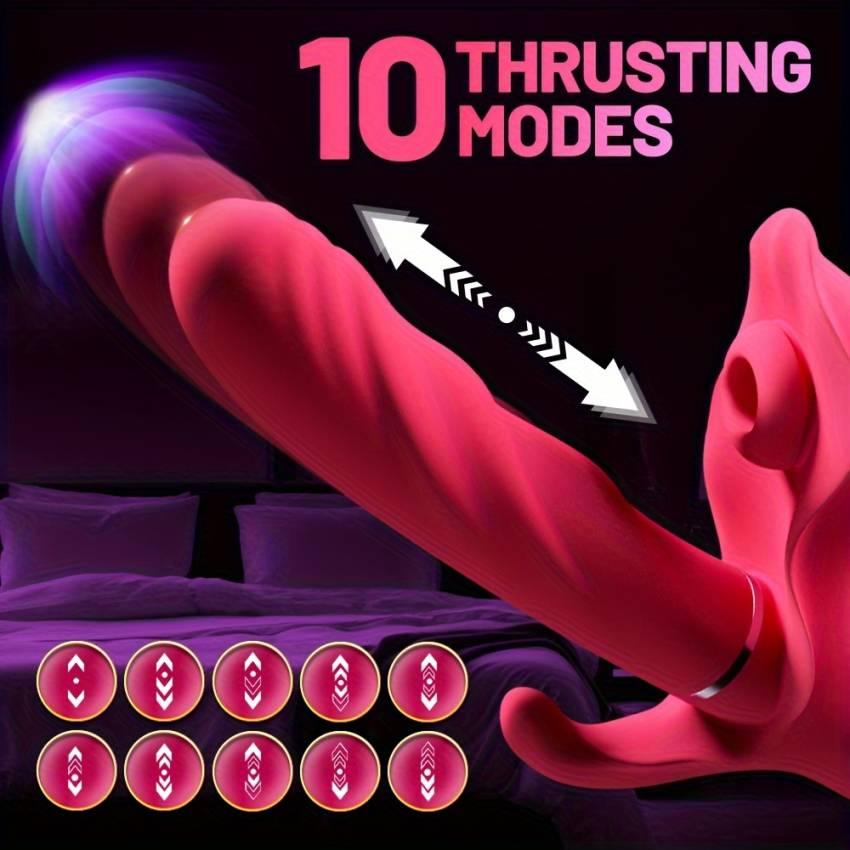 1pc 3 in 1 Female Vibrator Masturbator, Cannibal Flower Powerful Vibrator, 10 Frequency Vibration, Sucking Retractable, Female Erotic Toys, Sex Toys for Couples, Female Solo Masturbation, G Spot Vibrator Female - Image 6