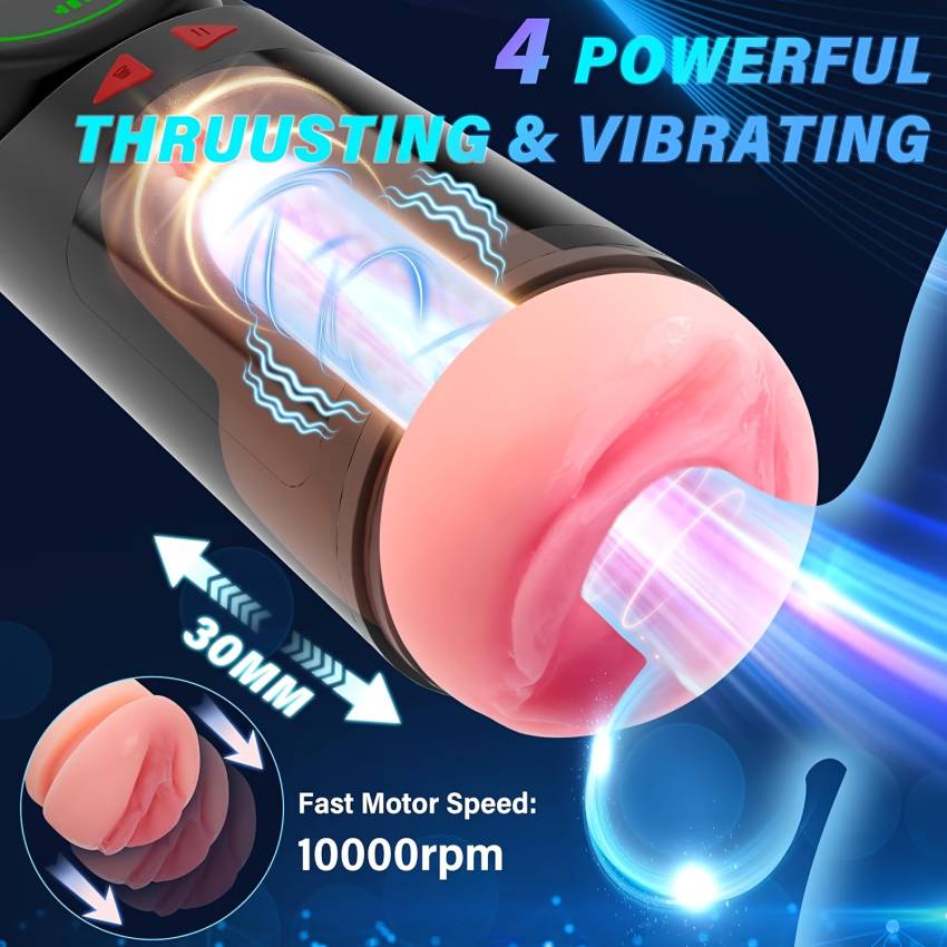 1pc Sex Toys Automatic Male Masturbator - Adult Toys Penis Pump With 4 Sucking & Vibrating & Thrusting Modes, Sex Toys For Men Pocket Pussy Male Stroker For Penis Stimulation, Male Sex Toys LED Display - Image 2