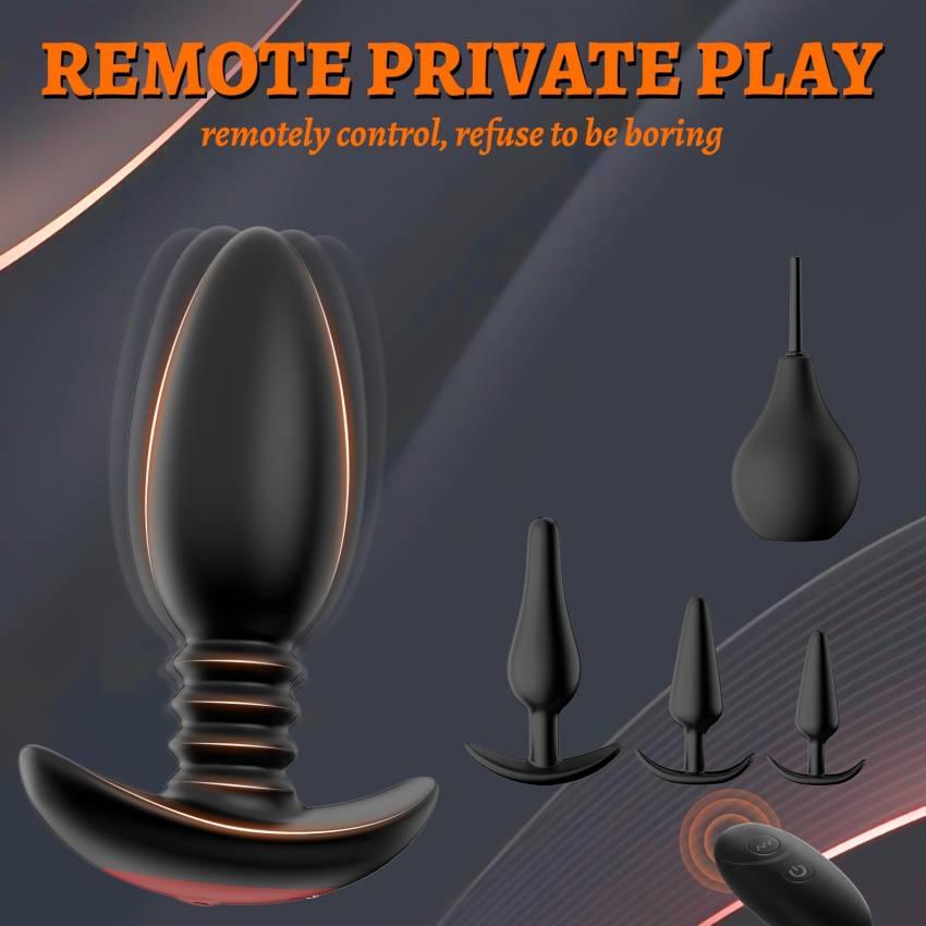 5PCS Vibrating Butt Plug Set Anal Plug Training Kit, Prostate Massager Anal Vibrator With 10 Vibration Modes, Remote Control Anal Dildo Toy Male Adult Sex Toys For Men Women Or Couple Pleasure - Image 5