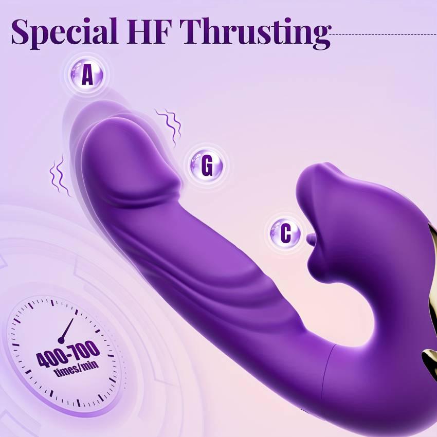 Ultra-Realistic G-Spot Thruster - 7 Thrusting, 7 Vibrating, Lips Biting, Tongue Licking Modes, Anal Clitoral Nipple Stimulation, ABS+Silicone Material, Magnetic Charging, Low Noise, Realistic Dildo for Women - Image 2