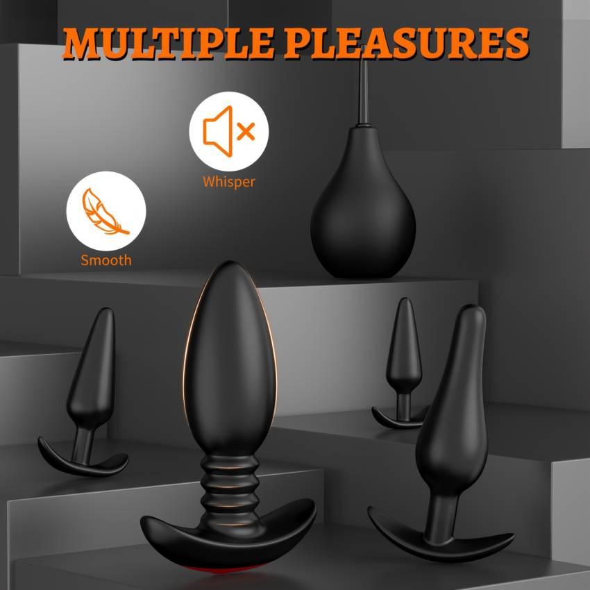 5PCS Vibrating Butt Plug Set Anal Plug Training Kit, Prostate Massager Anal Vibrator With 10 Vibration Modes, Remote Control Anal Dildo Toy Male Adult Sex Toys For Men Women Or Couple Pleasure - Image 6