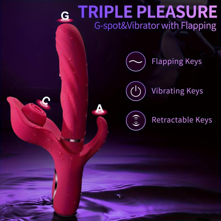 1pc 3 in 1 Female Vibrator Masturbator, Cannibal Flower Powerful Vibrator, 10 Frequency Vibration, Sucking Retractable, Female Erotic Toys, Sex Toys for Couples, Female Solo Masturbation, G Spot Vibrator Female - Image 8