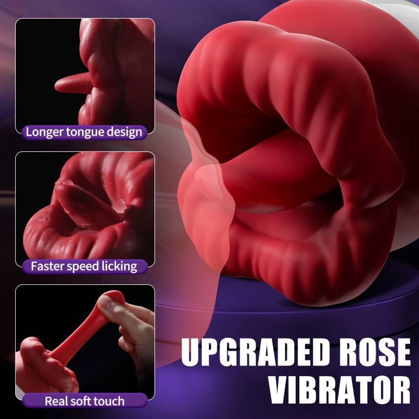 G-spot Vibrator Sexy Rose Female 3-in-1 Oral Sucking Vibrator, Portable Pussy Licking Massage Tool, Licking Stress Relieving Female Toys, Silent Clitoral Stimulation Toys - Image 2