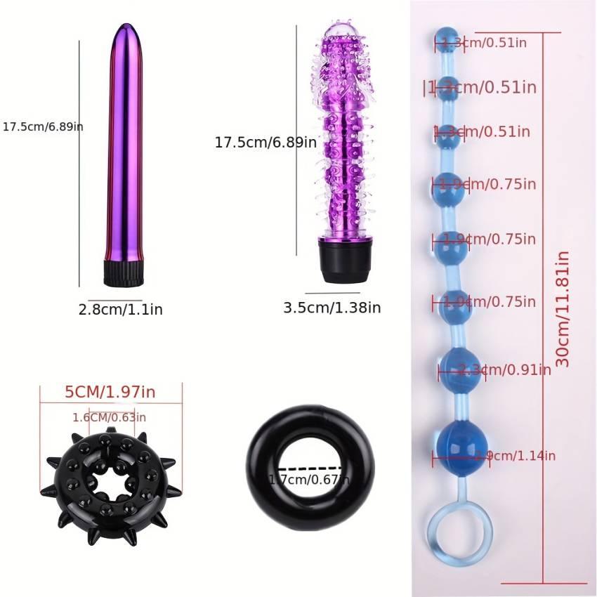 8/10pcs BDSM Kit: Vibrating Anal Plug, Penis Rings, Anal Beads, Dildo, Cock Ring, Adult Pleasure Erotic SM Supplies Set for Men and Women, Couple Flirting Sex Toy (Battery Not Included) - Image 9