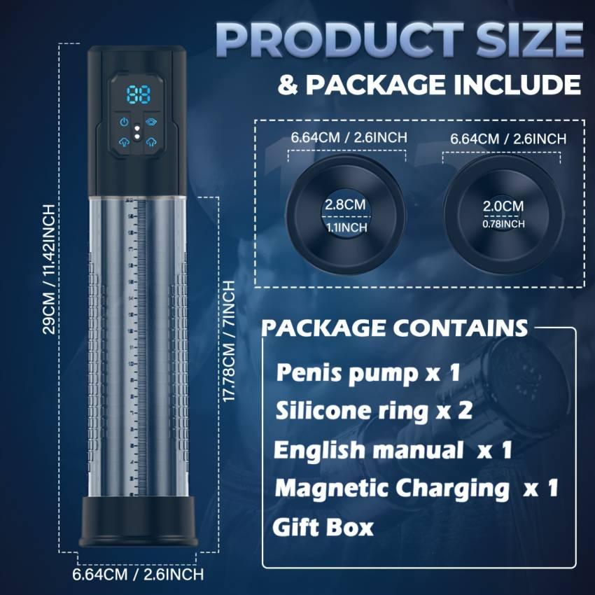 LUVWAKE Electric Penis Pump for Men - IPX7 Waterproof, 4-Level Pressure & 3 Suction Modes, USB Rechargeable with Silicone Rings Included - Image 4