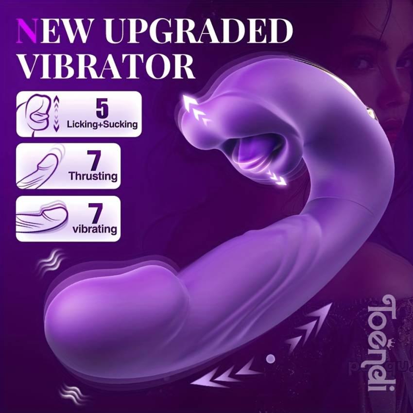 1pc Sensual Delight Tongue Vibrator - 7 Modes of Thrusting, Vibrating, and Licking for G Spot and Clitoral Stimulation - Ergonomic Design for Comfortable Use and Easy Cleaning