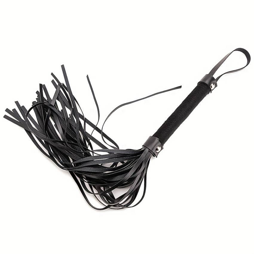 4pcs BDSM Faux Leather Training Kit: Flapping Paddle, Feather Teaser, SM Flogger, and Eye Mask for Sexy Flirting and Stimulating Play - Image 4