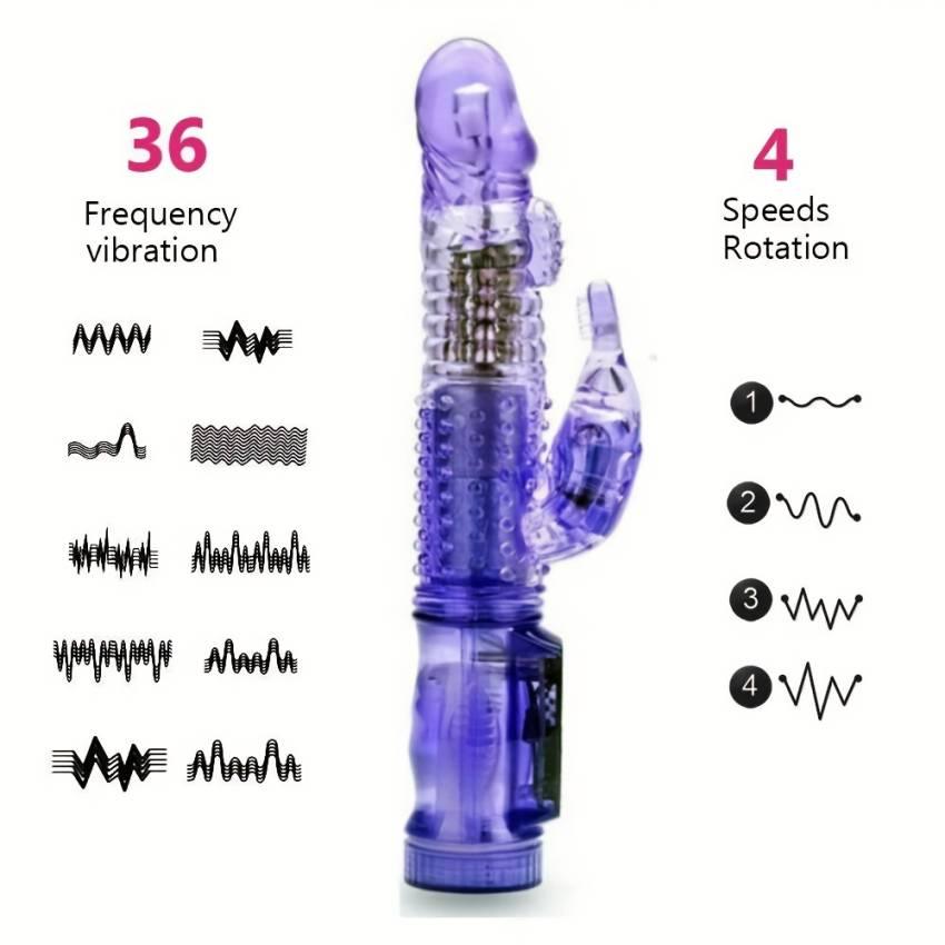 1pc Realistic Beaded Penis-Shaped Vibrator, Battery-Powered Clitoral Vaginal Stimulation Sex Toy for Women, 36 Frequency Vibration, 4 Speed Rotation, Waterproof, Includes 4 AAA Batteries (Not Included) - Image 2