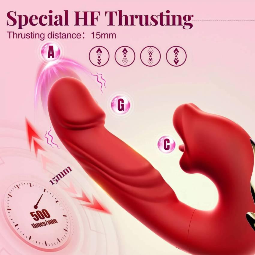 Ultra-Realistic G-Spot Thruster - 7 Thrusting, 7 Vibrating, Lips Biting, Tongue Licking Modes, Anal Clitoral Nipple Stimulation, ABS+Silicone Material, Magnetic Charging, Low Noise, Realistic Dildo for Women - Image 9