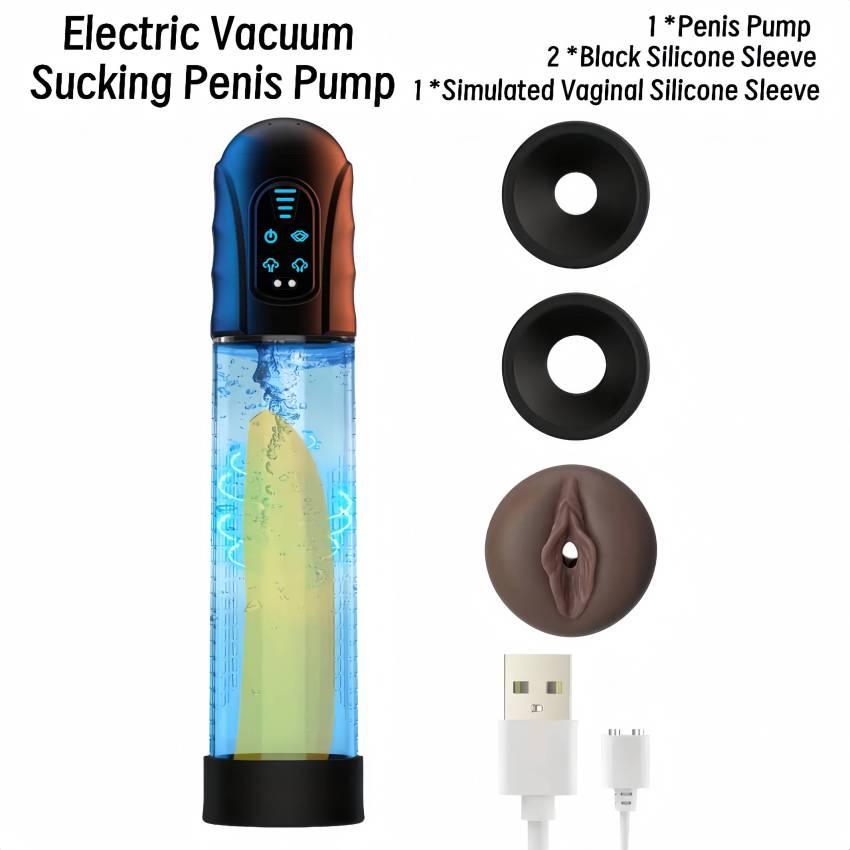 Rechargeable Full Body Masturbation Cup with Vacuum Penis Pump, 4-Mode Erection Training, 4-Level Suction Pressure, Water Bath Massage, Electric Auto Vacuum Device for Couples, with 850mAh Lithium Battery, Battery Powered (No Plug)