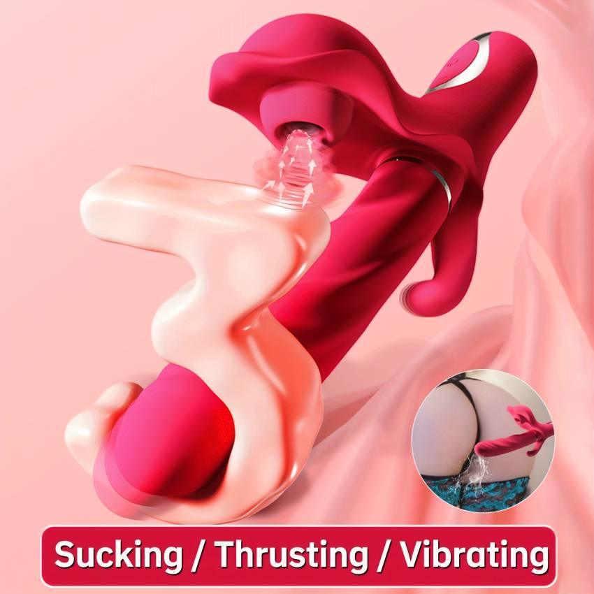 1pc 3 in 1 Female Vibrator Masturbator, Cannibal Flower Powerful Vibrator, 10 Frequency Vibration, Sucking Retractable, Female Erotic Toys, Sex Toys for Couples, Female Solo Masturbation, G Spot Vibrator Female - Image 3