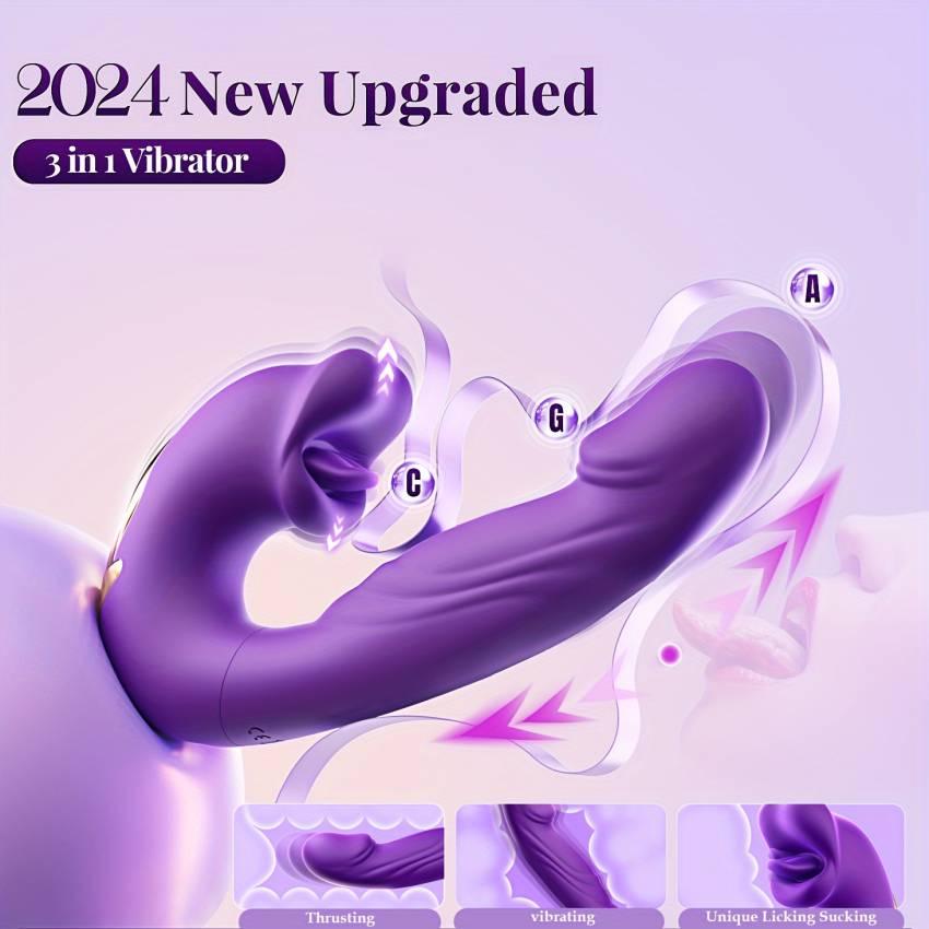 Ultra-Realistic G-Spot Thruster - 7 Thrusting, 7 Vibrating, Lips Biting, Tongue Licking Modes, Anal Clitoral Nipple Stimulation, ABS+Silicone Material, Magnetic Charging, Low Noise, Realistic Dildo for Women