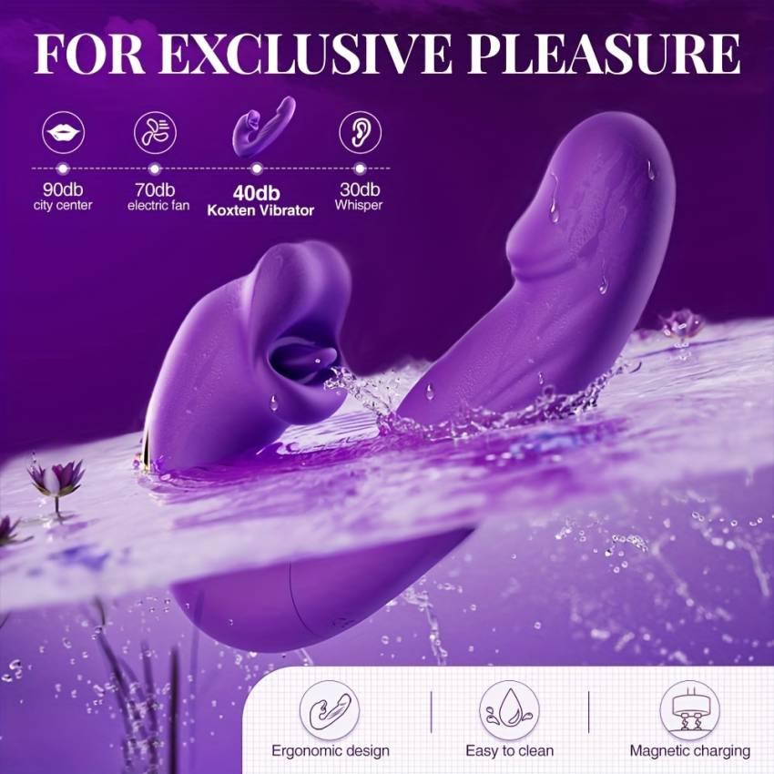 1pc Sensual Delight Tongue Vibrator - 7 Modes of Thrusting, Vibrating, and Licking for G Spot and Clitoral Stimulation - Ergonomic Design for Comfortable Use and Easy Cleaning - Image 6