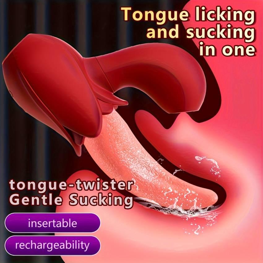 1pc 2 In 1 Lick Suck Vibrators For Women Licking Tongue Clitoris Stimulator, G-Spot Massager Vagina Sucking Female Pleasure Adult Sex Toys