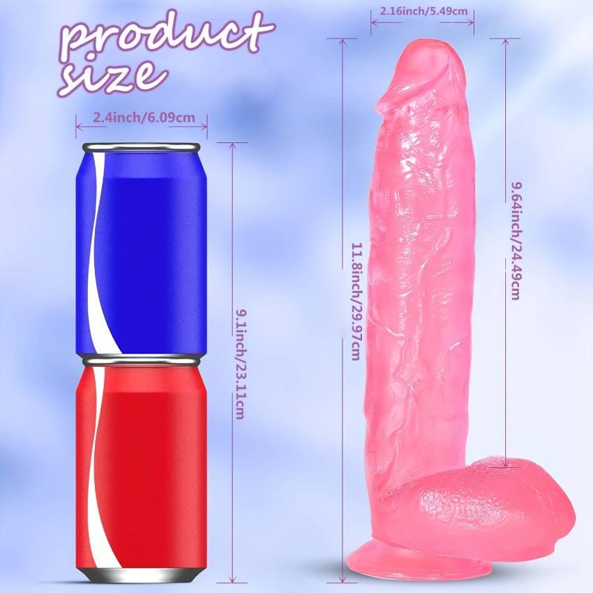 1pc Realistic Pink Rose Jelly Dildo, 11.8 Inch Large PVC Cock Toy with Suction Cups, Hand-Free Play, Lifelike Anal Plug for Men and Women, Non-Electric Adult Sex Toy - Image 3