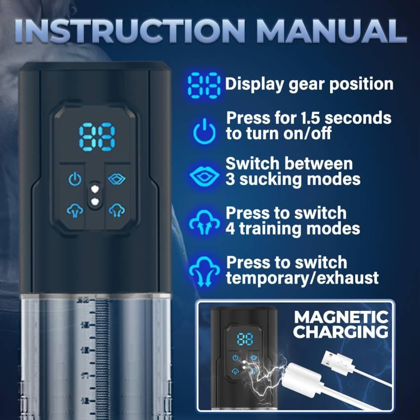 LUVWAKE Electric Penis Pump for Men - IPX7 Waterproof, 4-Level Pressure & 3 Suction Modes, USB Rechargeable with Silicone Rings Included - Image 12