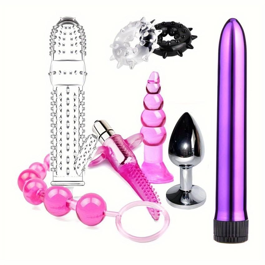 8/10pcs BDSM Kit: Vibrating Anal Plug, Penis Rings, Anal Beads, Dildo, Cock Ring, Adult Pleasure Erotic SM Supplies Set for Men and Women, Couple Flirting Sex Toy (Battery Not Included) - Image 5