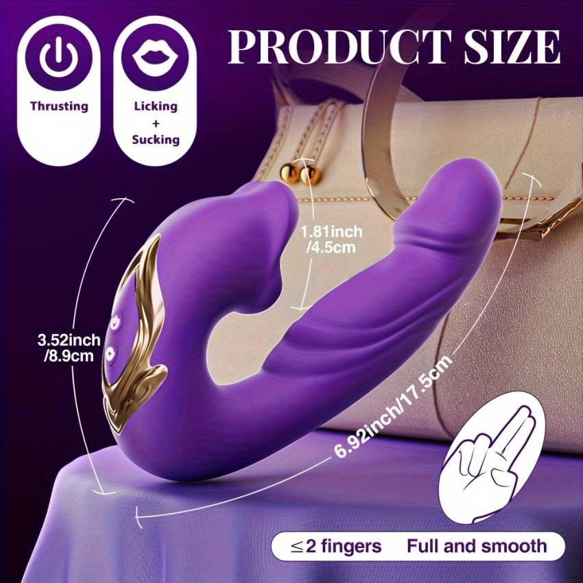 1pc Sensual Delight Tongue Vibrator - 7 Modes of Thrusting, Vibrating, and Licking for G Spot and Clitoral Stimulation - Ergonomic Design for Comfortable Use and Easy Cleaning - Image 4