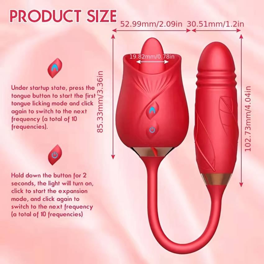 1pc Rose Vibrator - Deluxe Clitoral Vibrator for Women's Pleasure with Tongue Licking, Nipple Stimulation, and Rechargeable Function - Premium Adult Sex Toy for Sexual Wellness and Intimate Satisfaction - Image 3