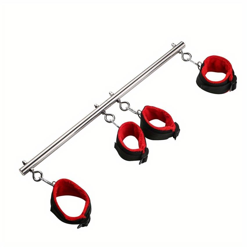 1pc Stainless Steel BDSM Bondage Set - Adjustable Extendable Spreader Pole, Handcuffs, Ankle Cuffs, and Restraints for Couples - Fetish Sex Toys for Adults, Role-Playing and Intimate Games - Image 3