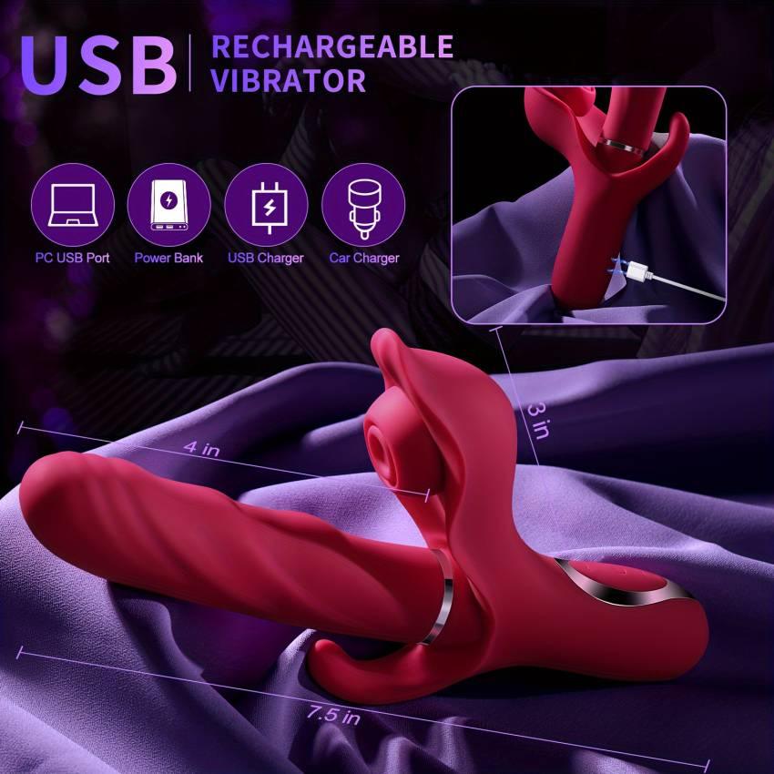 1pc 3 in 1 Female Vibrator Masturbator, Cannibal Flower Powerful Vibrator, 10 Frequency Vibration, Sucking Retractable, Female Erotic Toys, Sex Toys for Couples, Female Solo Masturbation, G Spot Vibrator Female - Image 9