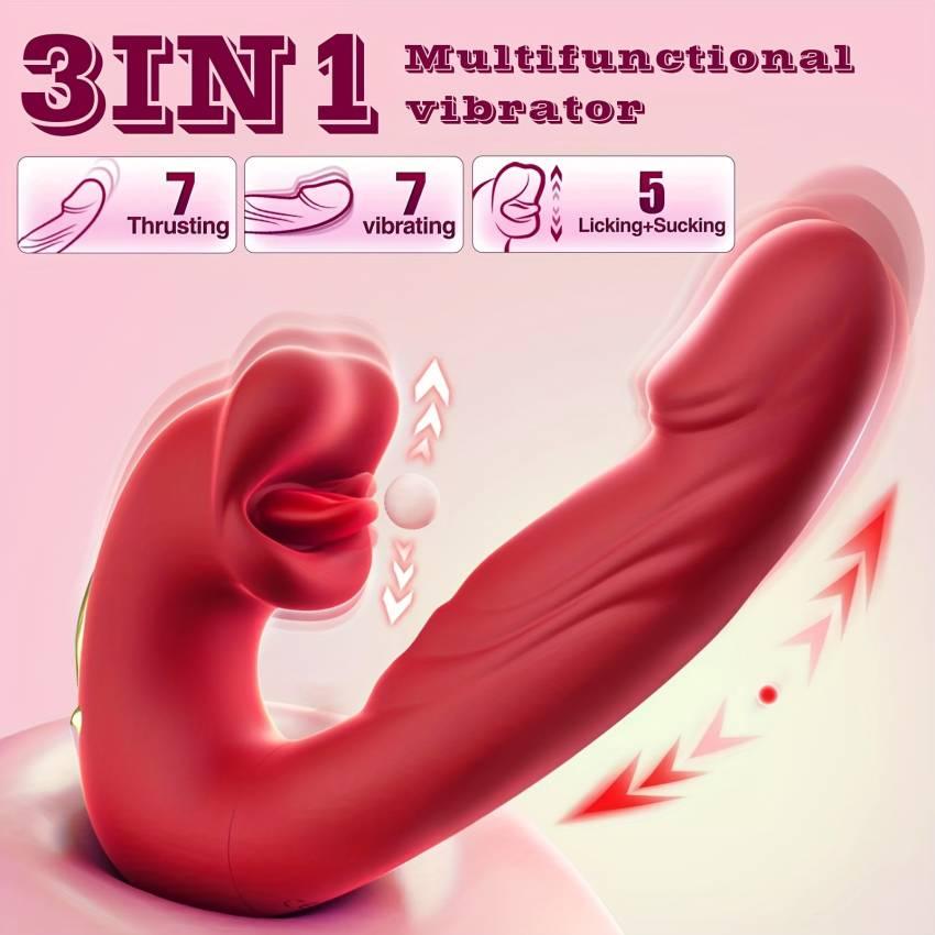 Ultra-Realistic G-Spot Thruster - 7 Thrusting, 7 Vibrating, Lips Biting, Tongue Licking Modes, Anal Clitoral Nipple Stimulation, ABS+Silicone Material, Magnetic Charging, Low Noise, Realistic Dildo for Women - Image 8